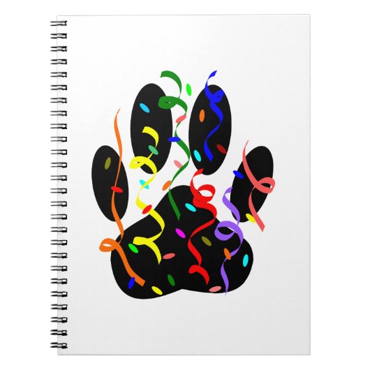 Dog Paw-afdrukken met Confetti en streamer Notitieboek (Voorkant)