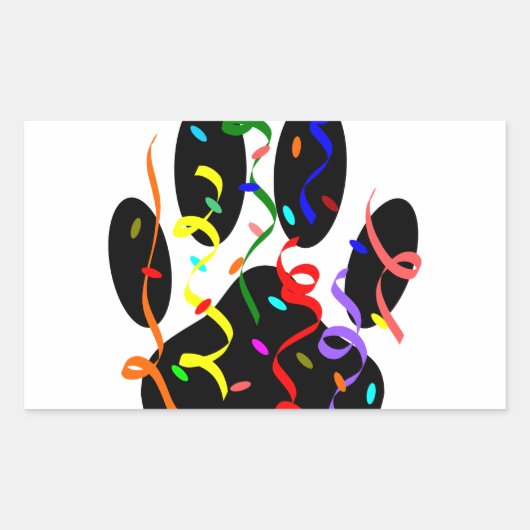 Dog Paw-afdrukken met Confetti en streamer Rechthoekige Sticker (Voorkant)