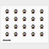 Dog Paw-afdrukken met Confetti en streamer Ronde Sticker (Vel)