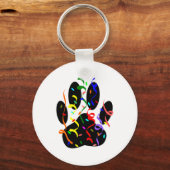 Dog Paw-afdrukken met Confetti en streamer Sleutelhanger (Voorkant)