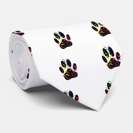 Dog Paw-afdrukken met Confetti en streamer Stropdas (Opgerold)