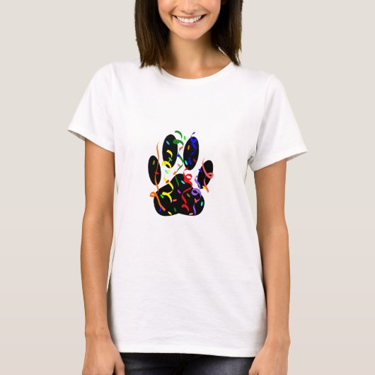Dog Paw-afdrukken met Confetti en streamer T-shirt (Voorkant)
