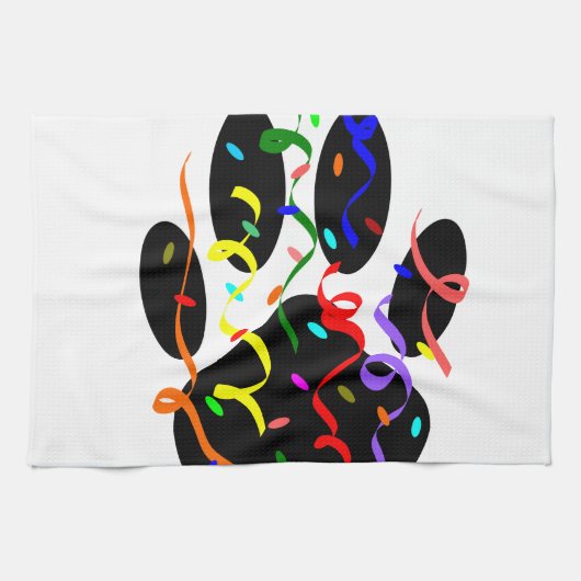 Dog Paw-afdrukken met Confetti en streamer Theedoek (Horizontaal)
