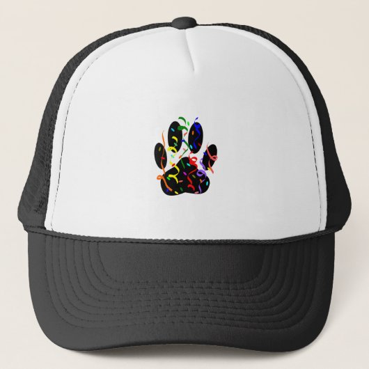 Dog Paw-afdrukken met Confetti en streamer Trucker Pet (Voorkant)