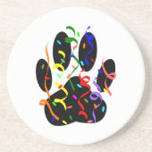 Dog Paw-afdrukken met Confetti en streamer Zandsteen Onderzetter (Voorkant)