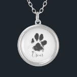 Dog Paw-afdrukken met de naam van uw pakket - zwar Zilver Vergulden Ketting<br><div class="desc">Dog Paw-afdrukken met de naam van uw pakket - zwart -</div>