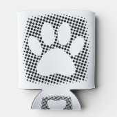 Dog Paw-afdrukken met halftoonachtergrond Blikjeskoeler (Achterkant)