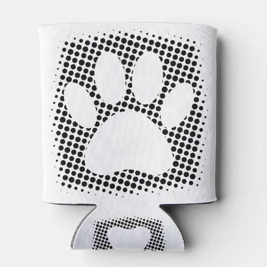 Dog Paw-afdrukken met halftoonachtergrond Blikjeskoeler (Achterkant)