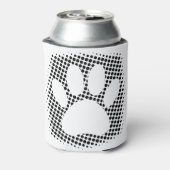 Dog Paw-afdrukken met halftoonachtergrond Blikjeskoeler (Blikje Achterkant)