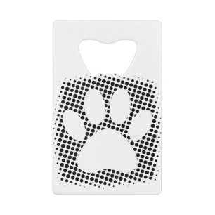Dog Paw-afdrukken met halftoonachtergrond Creditkaart Flessenopener