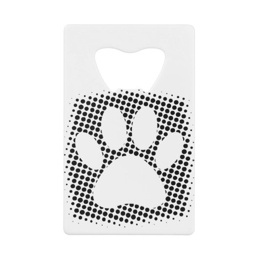 Dog Paw-afdrukken met halftoonachtergrond Creditkaart Flessenopener (Voorkant)