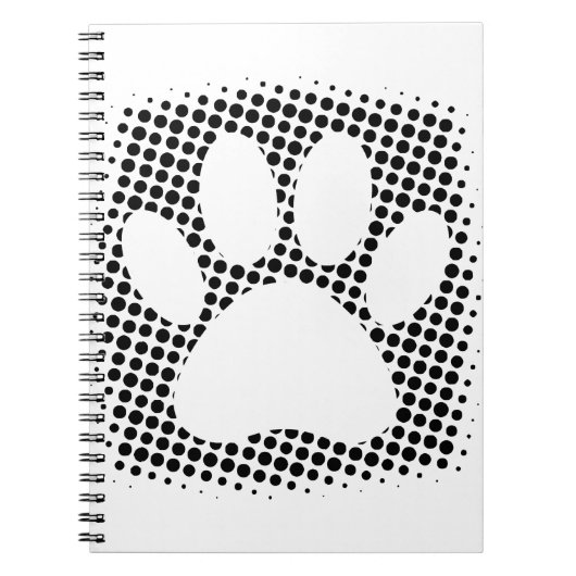 Dog Paw-afdrukken met halftoonachtergrond Notitieboek (Voorkant)