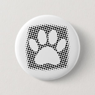 Dog Paw-afdrukken met halftoonachtergrond Ronde Button 5,7 Cm