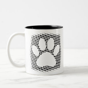 Dog Paw-afdrukken met halftoonachtergrond Tweekleurige Koffiemok