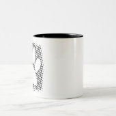 Dog Paw-afdrukken met halftoonachtergrond Tweekleurige Koffiemok (Center)