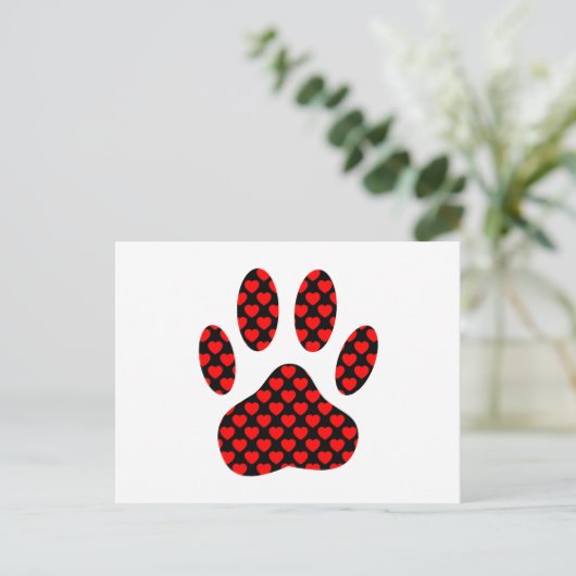 Dog Paw afdrukken met hart Briefkaart (Staand voorkant)