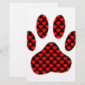Dog Paw afdrukken met hart Briefpapier (Voorkant / Achterkant)