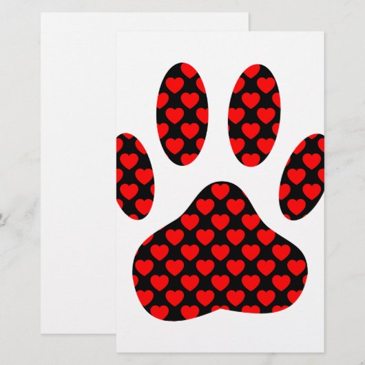 Dog Paw afdrukken met hart Briefpapier (Voorkant / Achterkant)