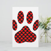 Dog Paw afdrukken met hart Briefpapier (Staand voorkant)