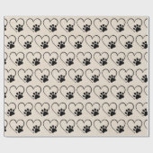 Dog Paw-afdrukken met hart Cadeaupapier (Vlak)