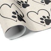 Dog Paw-afdrukken met hart Cadeaupapier (Rol Hoek)