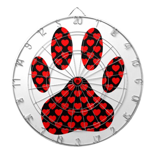 Dog Paw afdrukken met hart Dartbord (Voorkant)