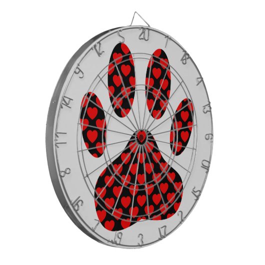 Dog Paw afdrukken met hart Dartbord (Voorkant Links)