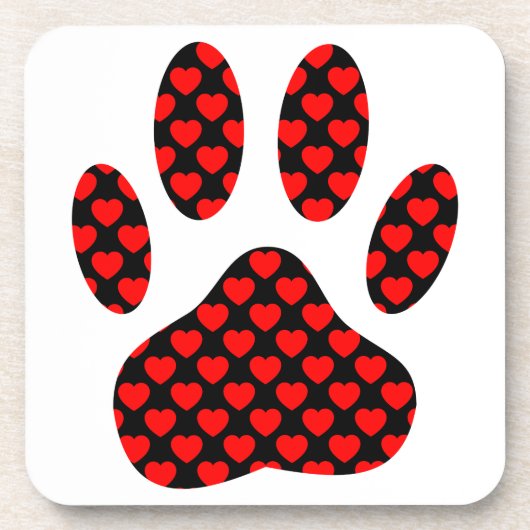 Dog Paw afdrukken met hart Drankjes Onderzetter (Voorkant)