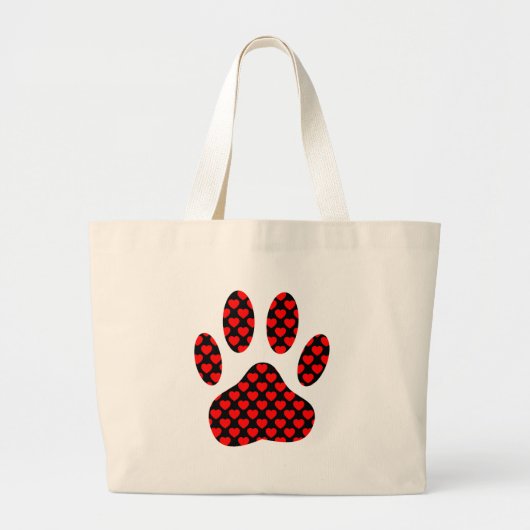 Dog Paw afdrukken met hart Grote Tote Bag (Voorkant)