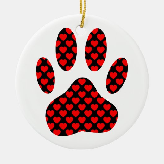 Dog Paw afdrukken met hart Keramisch Ornament (Voorkant)
