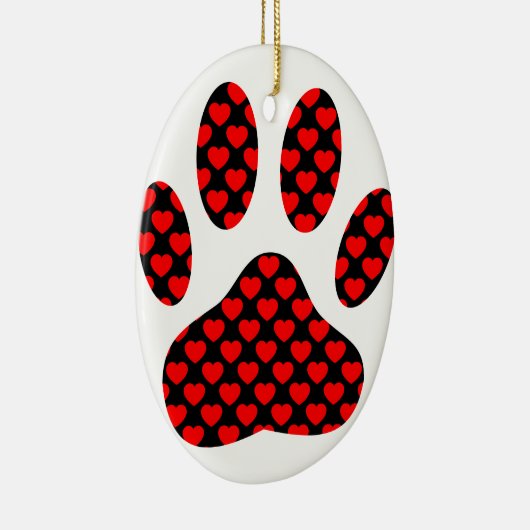 Dog Paw afdrukken met hart Keramisch Ornament (Rechts)