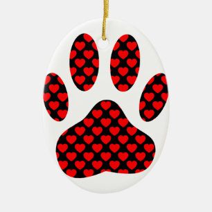 Dog Paw afdrukken met hart Keramisch Ornament