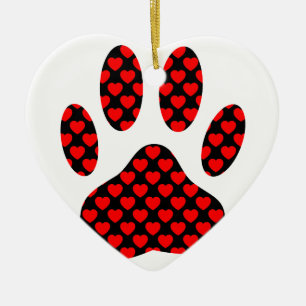 Dog Paw afdrukken met hart Keramisch Ornament