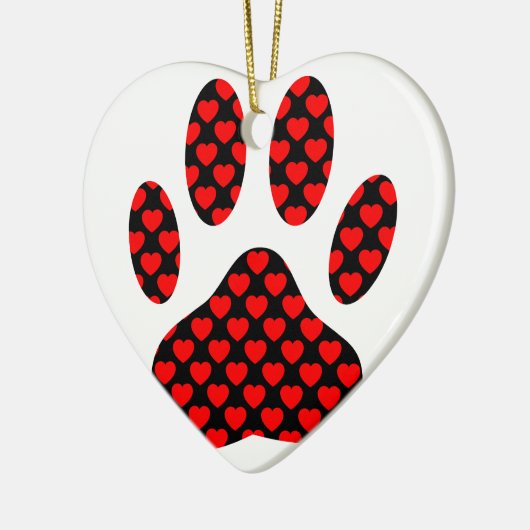 Dog Paw afdrukken met hart Keramisch Ornament (Links)