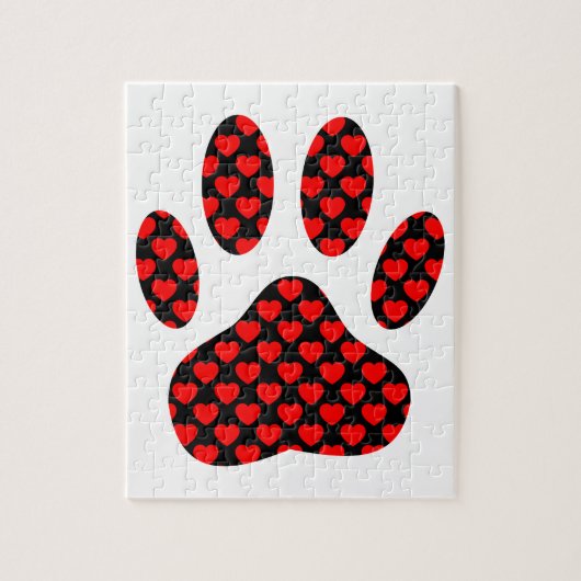 Dog Paw afdrukken met hart Legpuzzel (Verticaal)