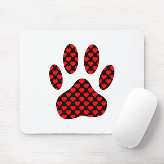 Dog Paw afdrukken met hart Muismat (Met muis)