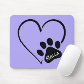 Dog Paw-afdrukken met hart Muismat (Met muis)