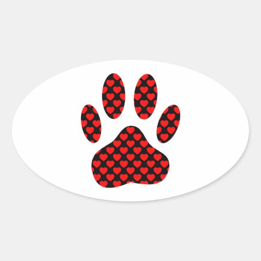 Dog Paw afdrukken met hart Ovale Sticker (Voorkant)
