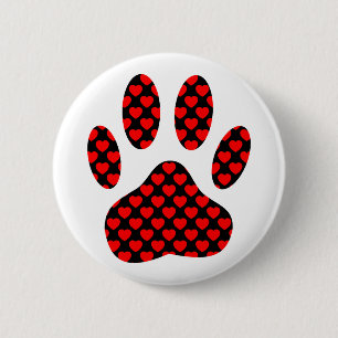 Dog Paw afdrukken met hart Ronde Button 5,7 Cm