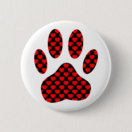 Dog Paw afdrukken met hart Ronde Button 5,7 Cm (Voorkant)