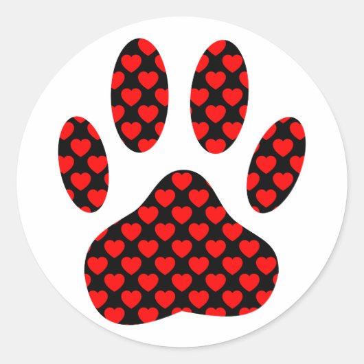 Dog Paw afdrukken met hart Ronde Sticker (Voorkant)