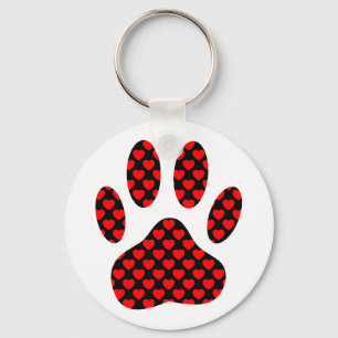 Dog Paw afdrukken met hart Sleutelhanger