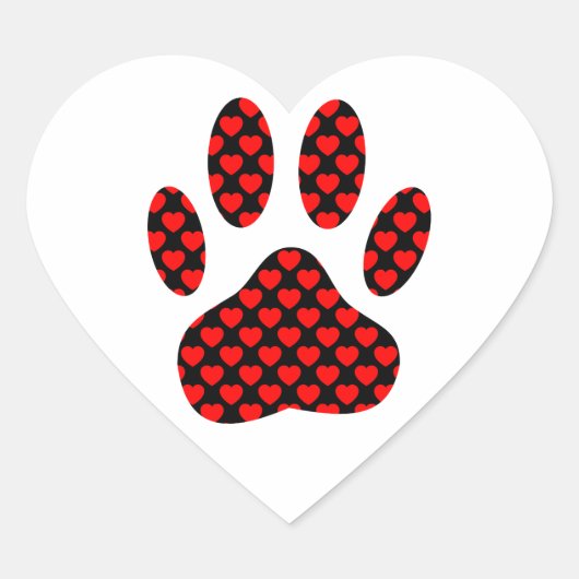 Dog Paw afdrukken met hart Sticker (Voorkant)