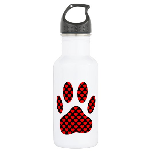 Dog Paw afdrukken met hart Waterfles (Voorkant)
