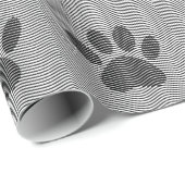 Dog Paw-afdrukken op zwarte en witte golven Cadeaupapier (Rol Hoek)