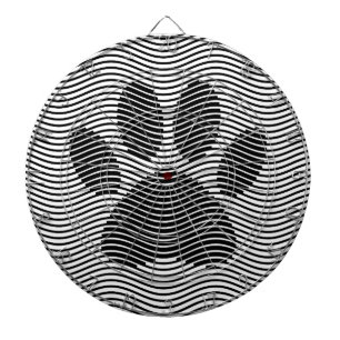 Dog Paw-afdrukken op zwarte en witte golven Dartbord