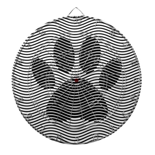 Dog Paw-afdrukken op zwarte en witte golven Dartbord (Voorkant)