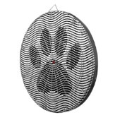 Dog Paw-afdrukken op zwarte en witte golven Dartbord (Voorkant Rechts)