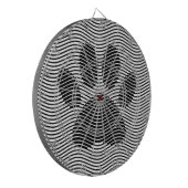 Dog Paw-afdrukken op zwarte en witte golven Dartbord (Voorkant Links)