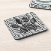 Dog Paw-afdrukken op zwarte en witte golven Drankjes Onderzetter (Linkerzijde)